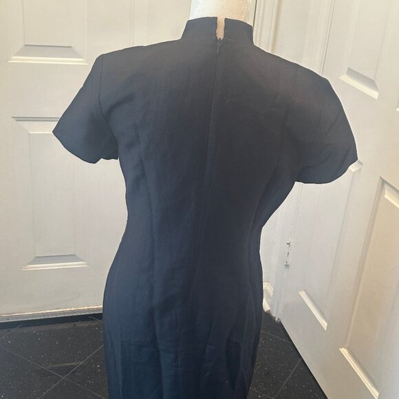 VTG Jessica Howard Linen Embroidered Cheongsam Qipao Floral Maxi Dress Petite 4 - Picture 8 of 12